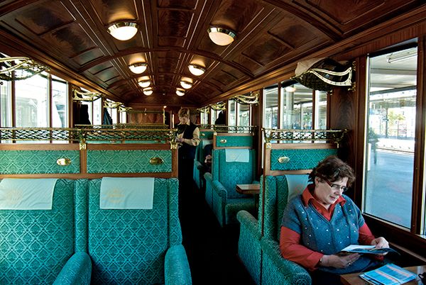 Inside a Belle Epoque train carriage, Montreux, Switzerland