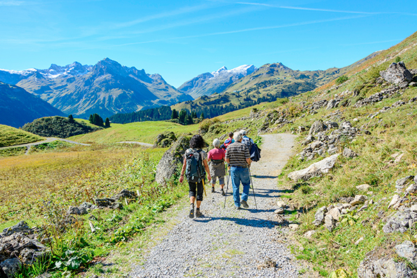 Group hike in the Austrian mountains