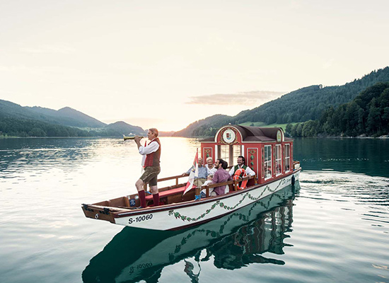 small barge on a lake