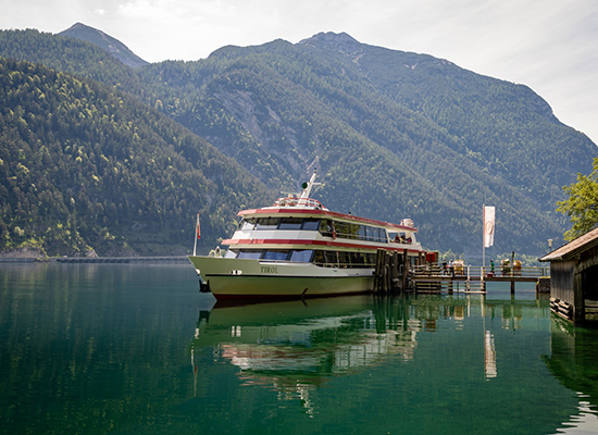 Boat moored on a pontoon